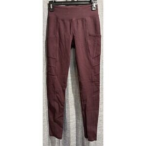 Mudd FLX Stretch 24/7 Leggings Womens XS Maroon Casual Pants Pockets Athleisure